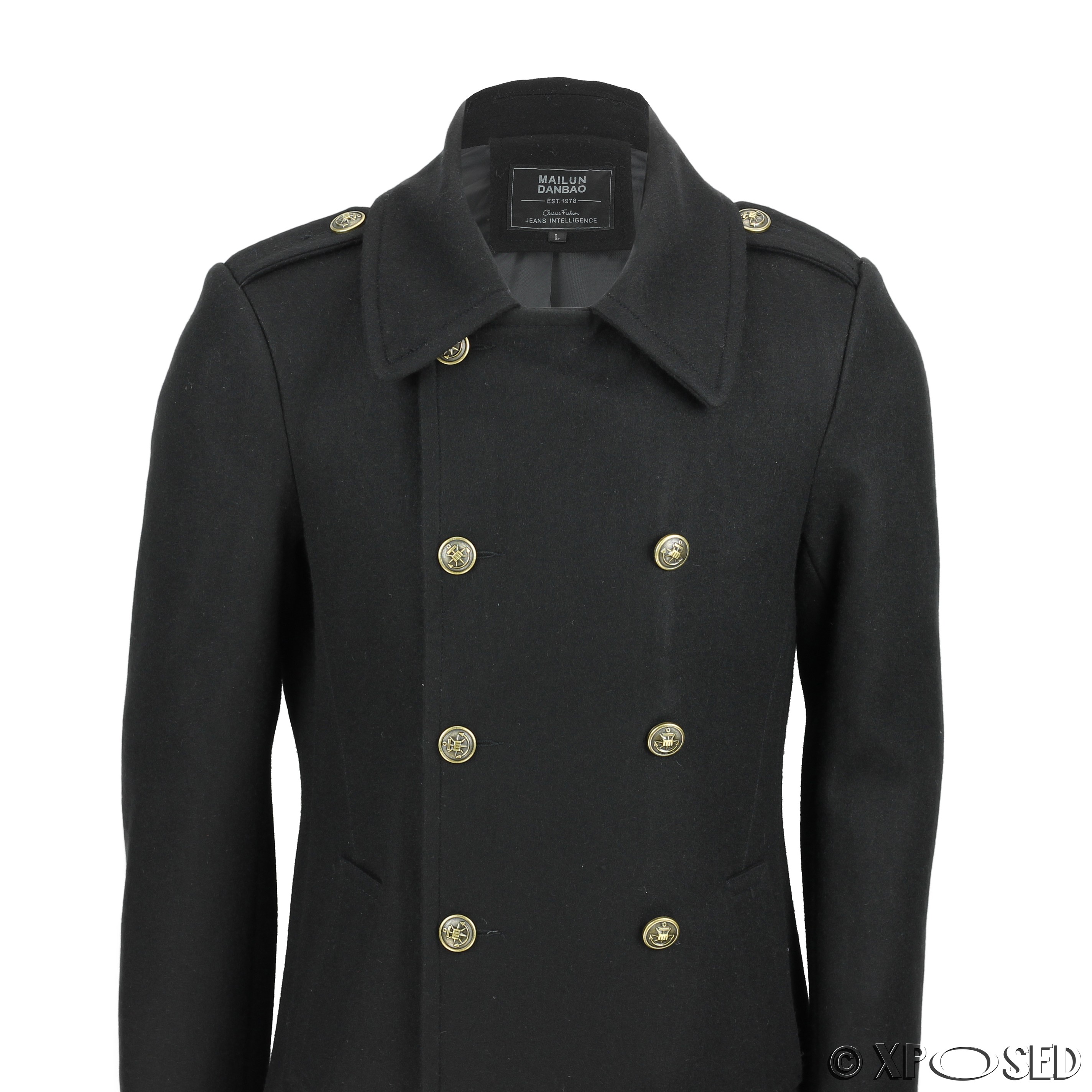 Mens Vintage Military Style Wool Mix Double Breasted Jacket ...